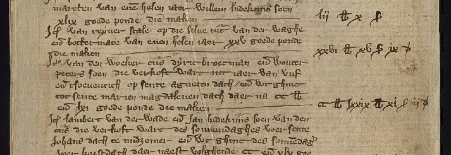 eerste pagina van de oudste stadsrekening van culemborg bij het RAR
