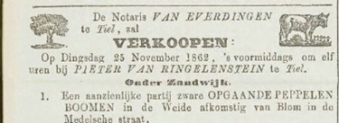 advertentie voor houtverkoop